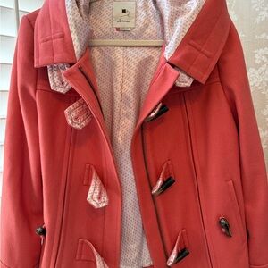 Elevenses Anthropology Coral wool blend Pea Coat with Patterned Lining